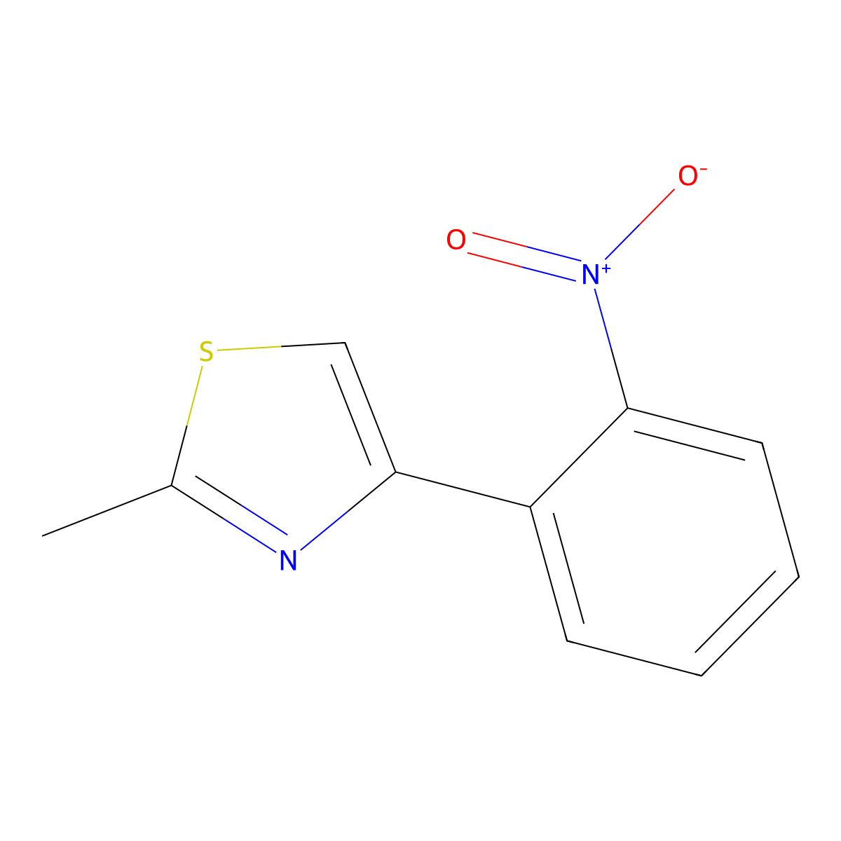 2-Methyl-4-(2-nitrophenyl)-1,3-thiazole molecular structure, CAS 305811-37-4