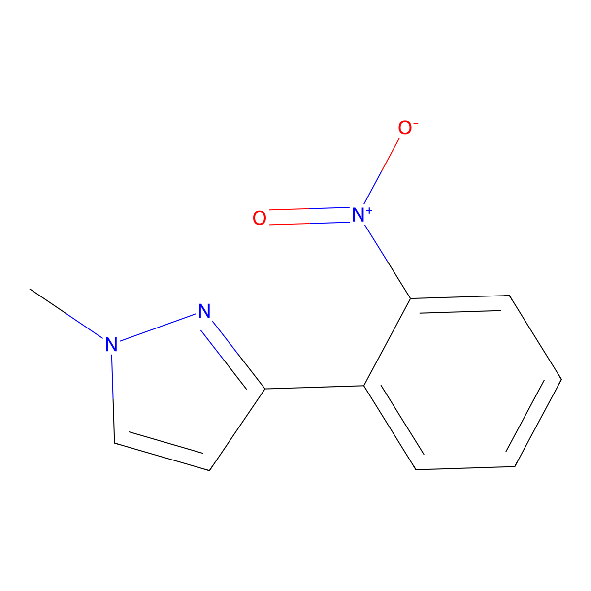 1-methyl-3-(2-nitrophenyl)-1H-pyrazole molecular structure, CAS 305811-47-6