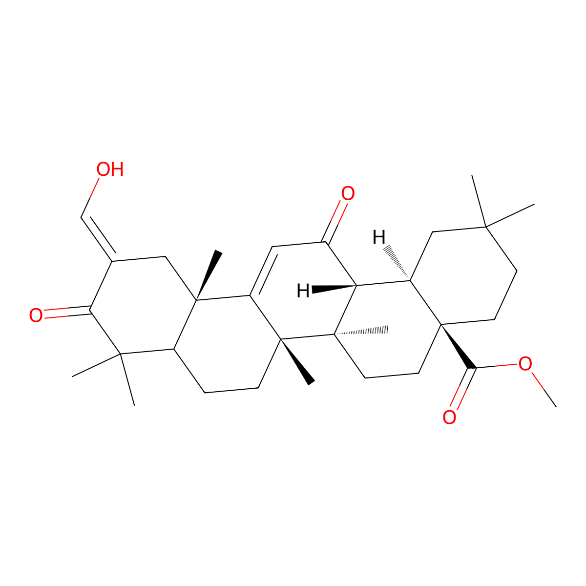methyl (4aS,6aR,6bS,12aS,14aR,14bR)-11-(hydroxymethylidene)-2,2,6a,6b,9,9,12a-heptamethyl-10,14-dioxo-3,4,5,6,7,8,8a,12,14a,14b-decahydro-1H-picene-4a-carboxylate molecular structure, CAS 305818-39-7