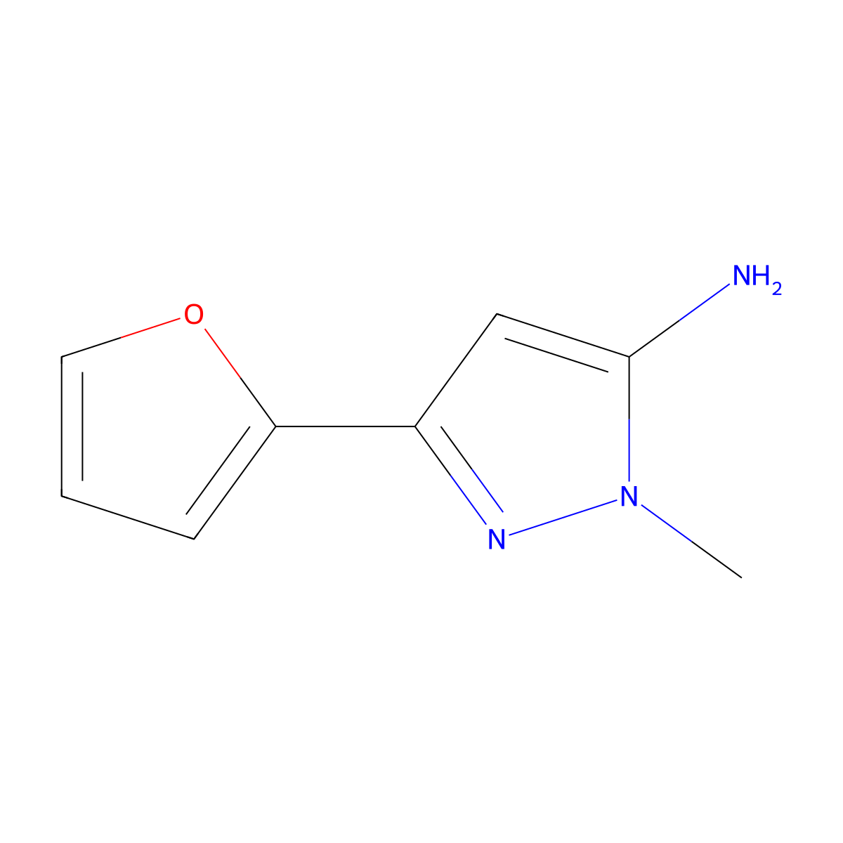 3-(furan-2-yl)-1-methyl-1H-pyrazol-5-amine molecular structure, CAS 305846-71-3