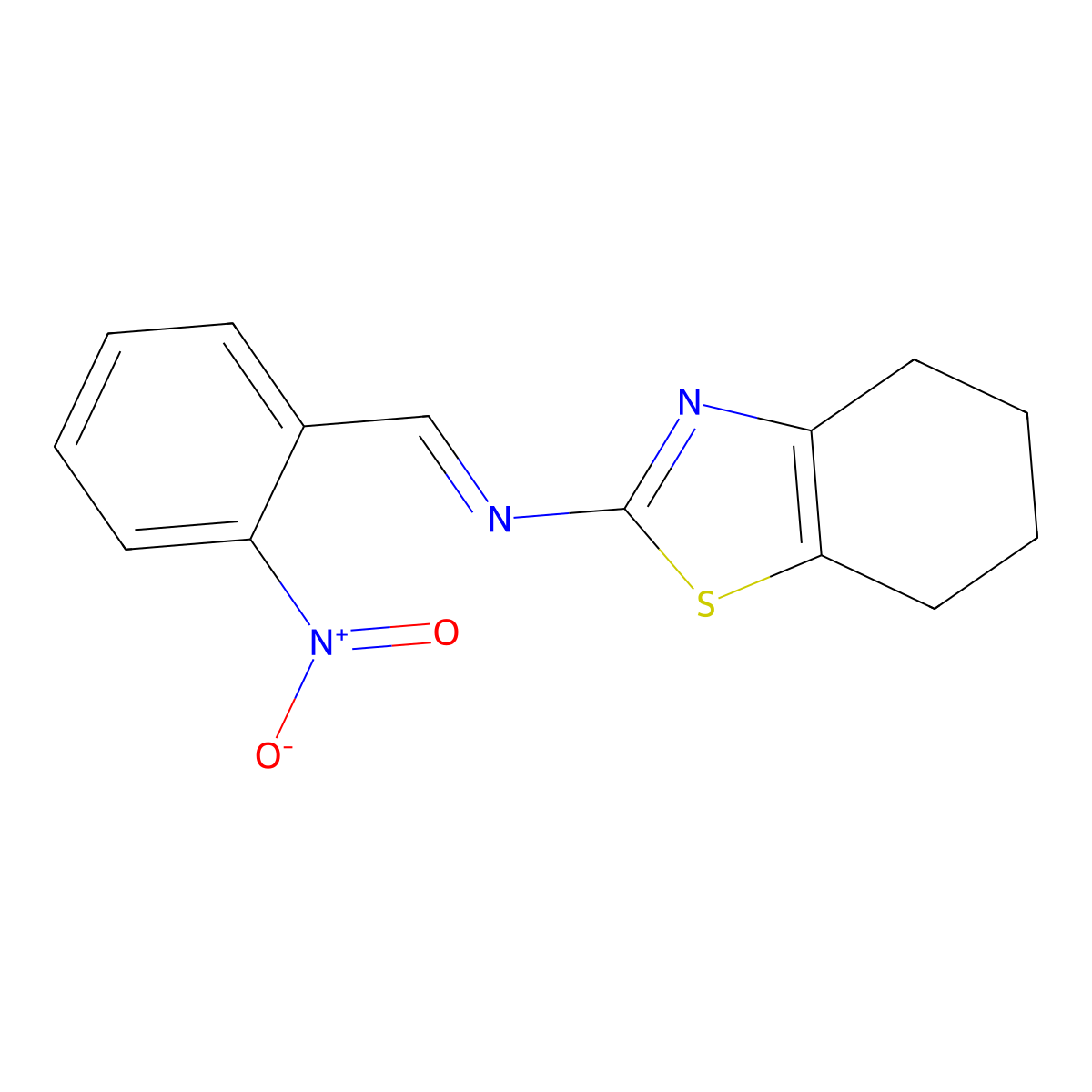 (NE)-N-[(2-Nitrophenyl)methylidene]-4,5,6,7-tetrahydro-1,3-benzothiazol-2-amine molecular structure, CAS 305847-77-2