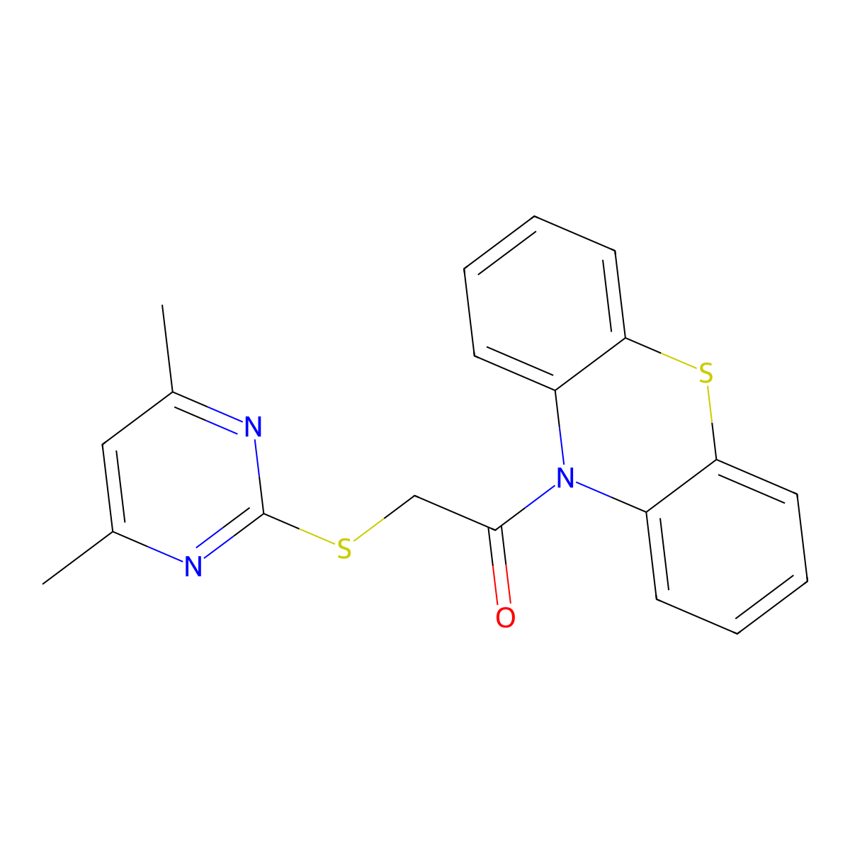 10-([(4,6-Dimethylpyrimidin-2-yl)thio]acetyl)-10H-phenothiazine molecular structure, CAS 305848-02-6