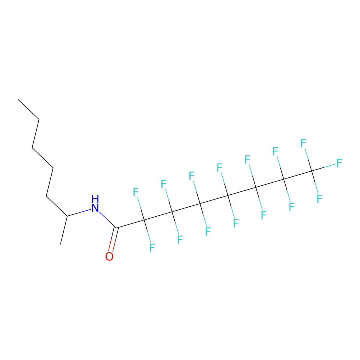 2,2,3,3,4,4,5,5,6,6,7,7,8,8,8-Pentadecafluoro-N-(1-methylhexyl)octanamide molecular structure, CAS 305848-84-4