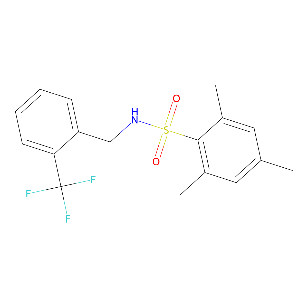 2,4,6-trimethyl-N-{[2-(trifluoromethyl)phenyl]methyl}benzene-1-sulfonamide molecular structure, CAS 305849-17-6