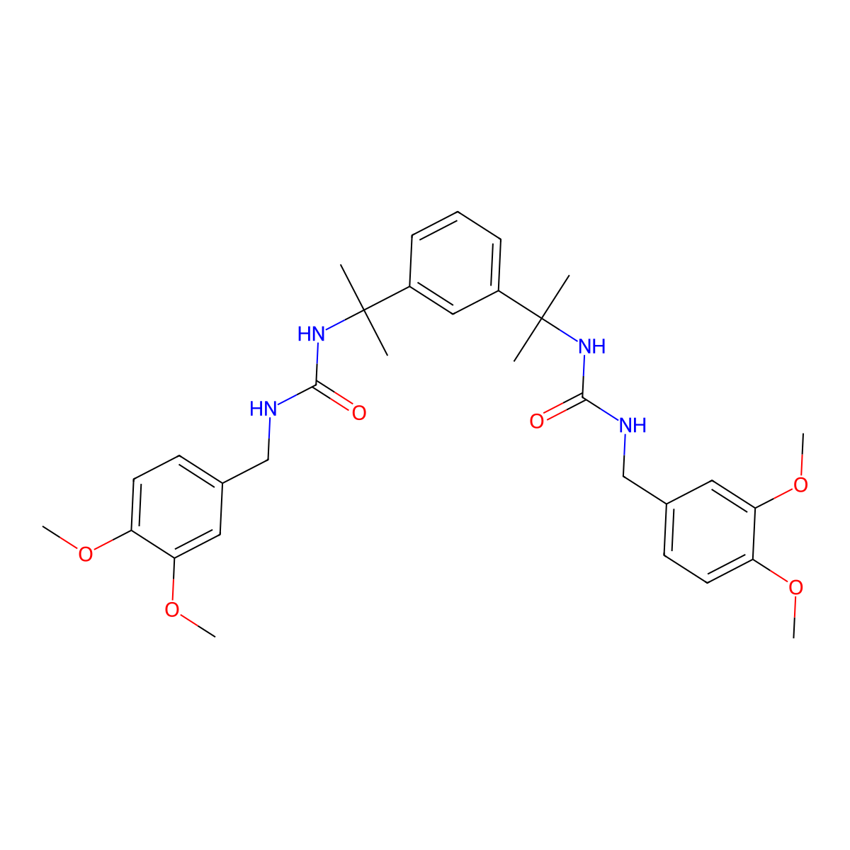 N-(3,4-Dimethoxybenzyl)-N'-(1-{3-[1-({[(3,4-dimethoxybenzyl)amino]carbonyl}amino)-1-methylethyl]phenyl}-1-methylethyl)urea molecular structure, CAS 305849-34-7