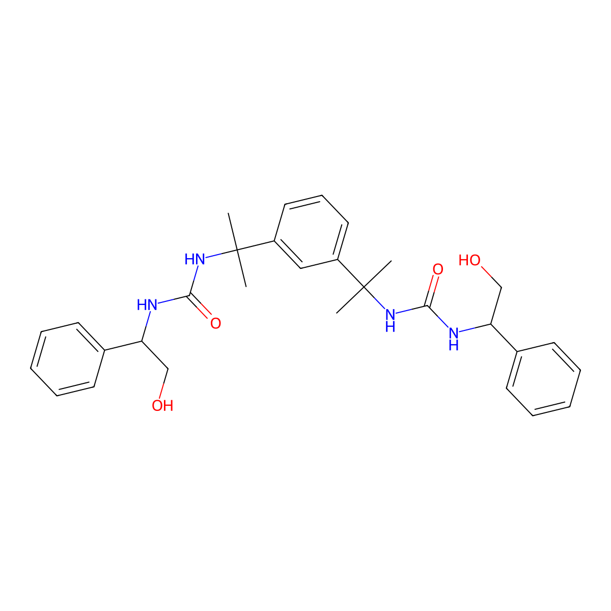 1-(2-Hydroxy-1-phenylethyl)-3-{2-[3-(2-{[(2-hydroxy-1-phenylethyl)carbamoyl]amino}propan-2-yl)phenyl]propan-2-yl}urea molecular structure, CAS 305849-38-1
