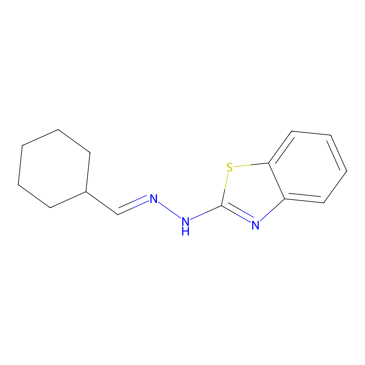 2-[(E)-2-(cyclohexylmethylidene)hydrazin-1-yl]-1,3-benzothiazole molecular structure, CAS 305849-52-9
