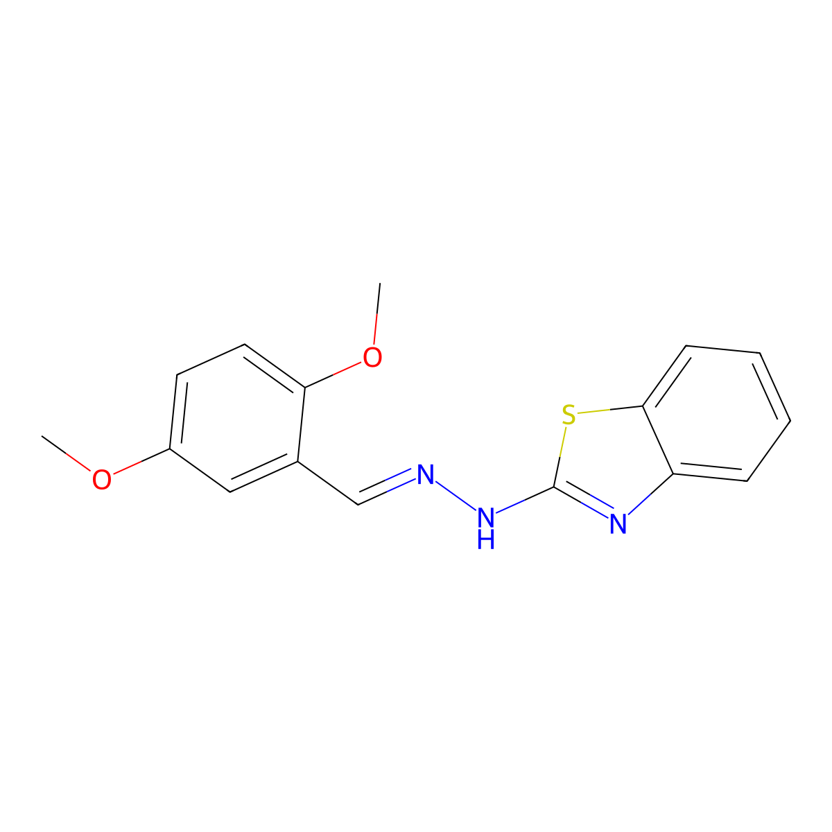 2-[2-[(2,5-Dimethoxyphenyl)methylidene]hydrazin-1-yl]-1,3-benzothiazole molecular structure, CAS 305849-54-1