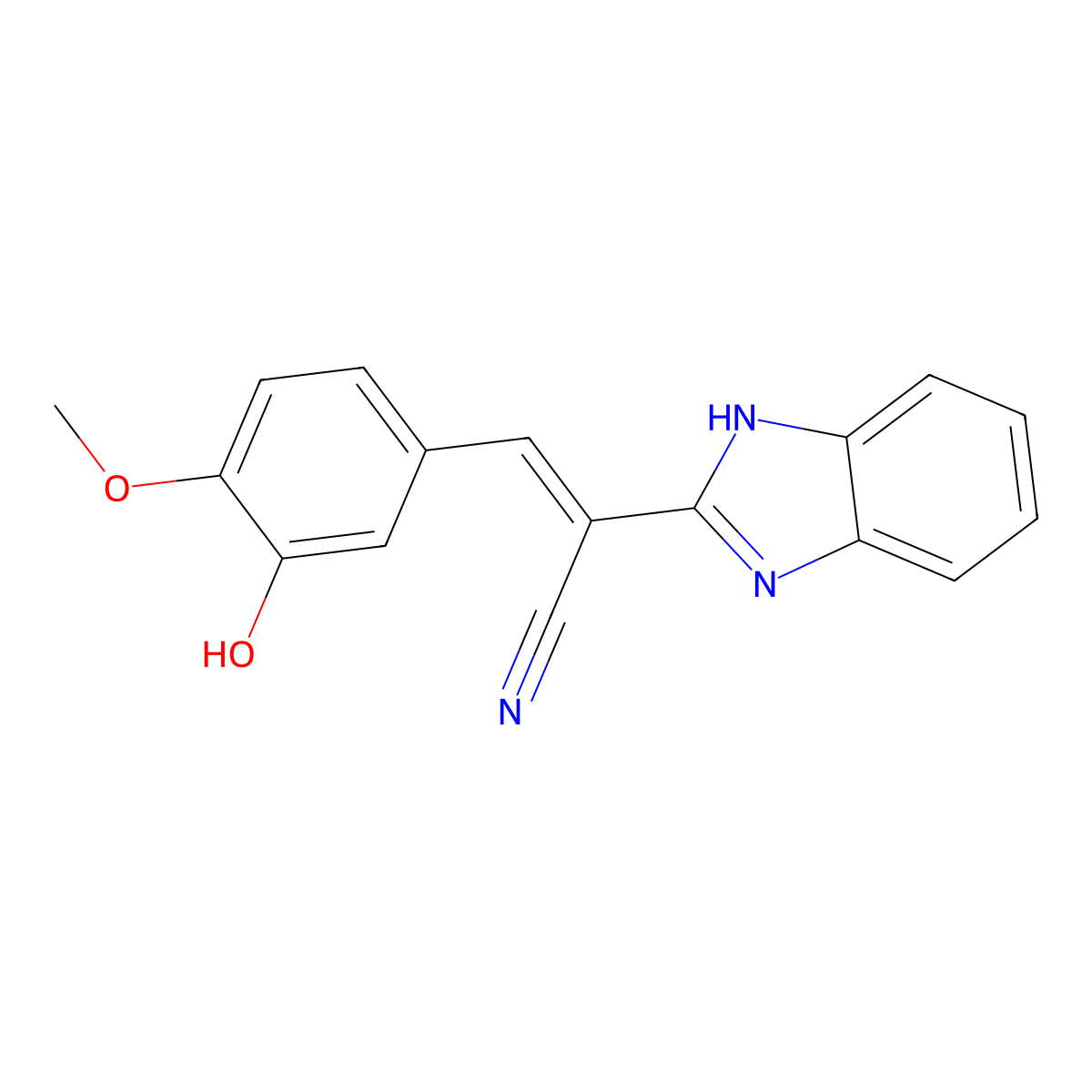(2E)-2-(1H-benzimidazol-2-yl)-3-(3-hydroxy-4-methoxyphenyl)prop-2-enenitrile molecular structure, CAS 305849-88-1