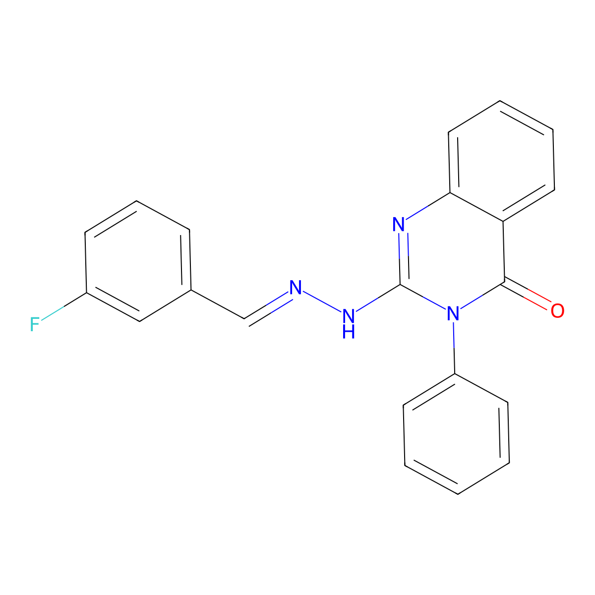 2-[(E)-2-[(3-Fluorophenyl)methylidene]hydrazin-1-yl]-3-phenyl-3,4-dihydroquinazolin-4-one molecular structure, CAS 305850-36-6