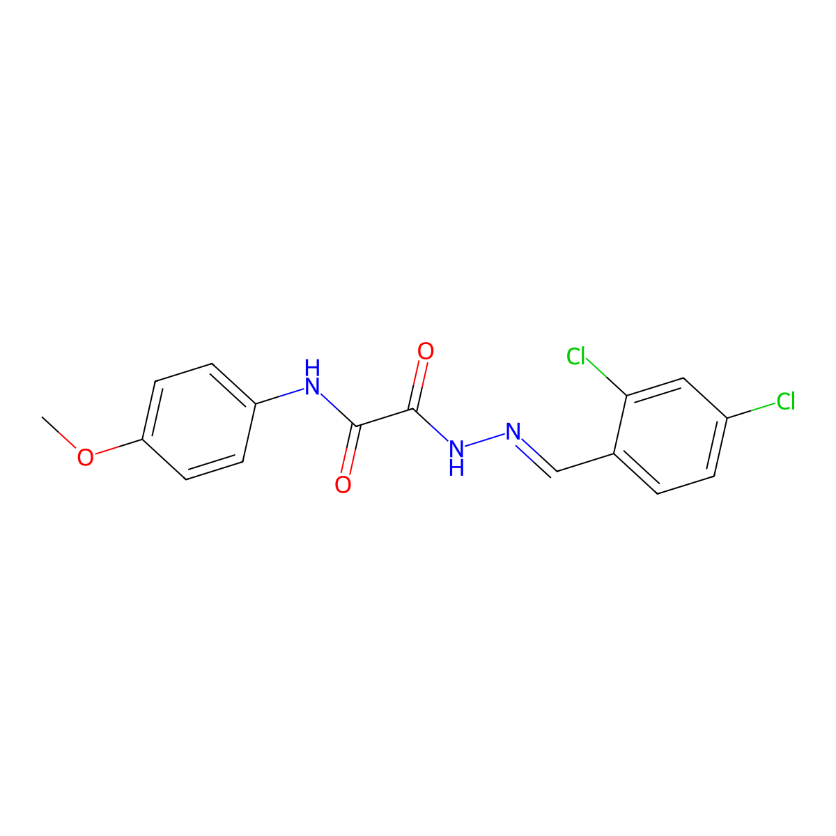 2-(2-(2,4-Dichlorobenzylidene)hydrazino)-N-(4-methoxyphenyl)-2-oxoacetamide molecular structure, CAS 305850-67-3