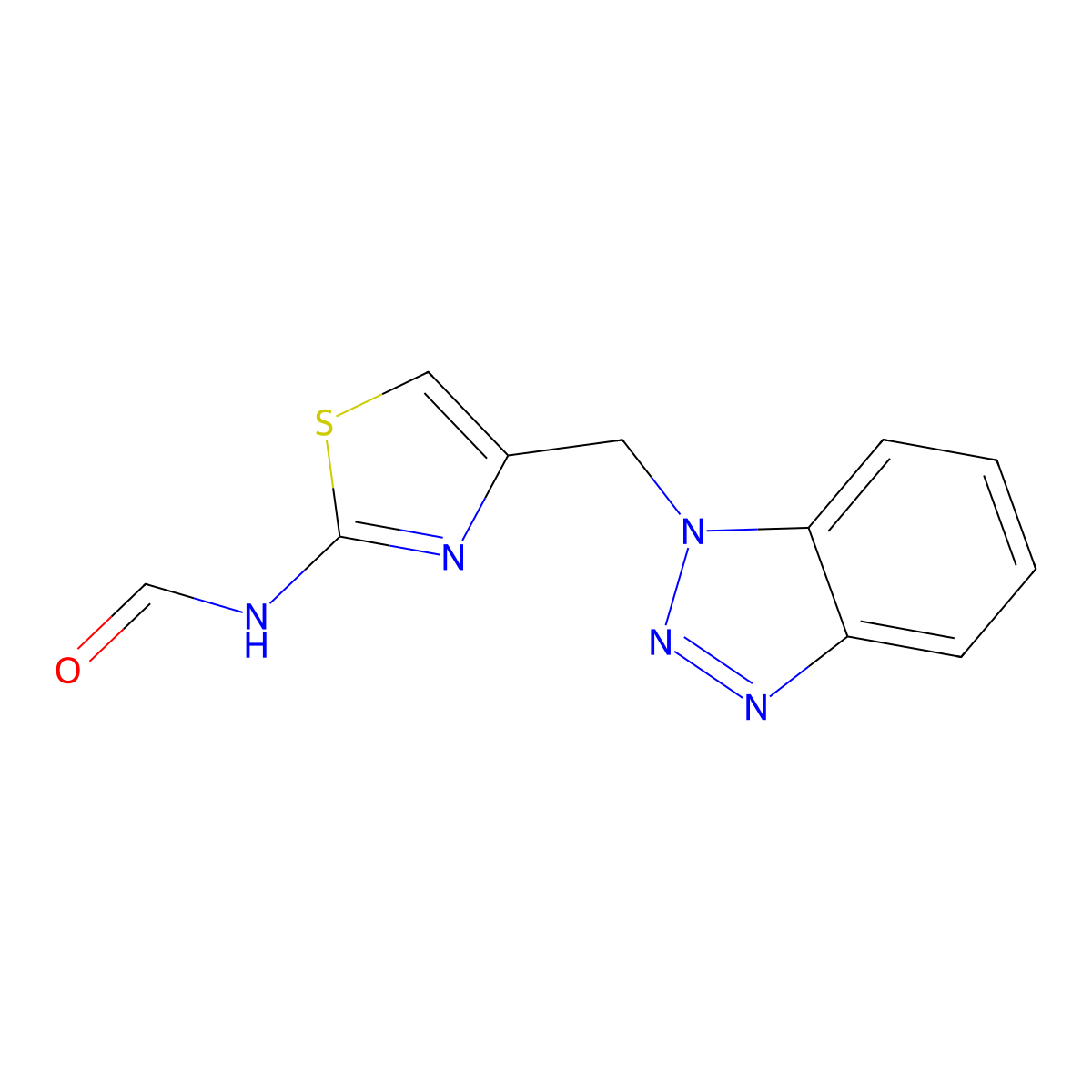 N-[4-(1H-1,2,3-Benzotriazol-1-ylmethyl)-1,3-thiazol-2-yl]formamide molecular structure, CAS 305851-13-2