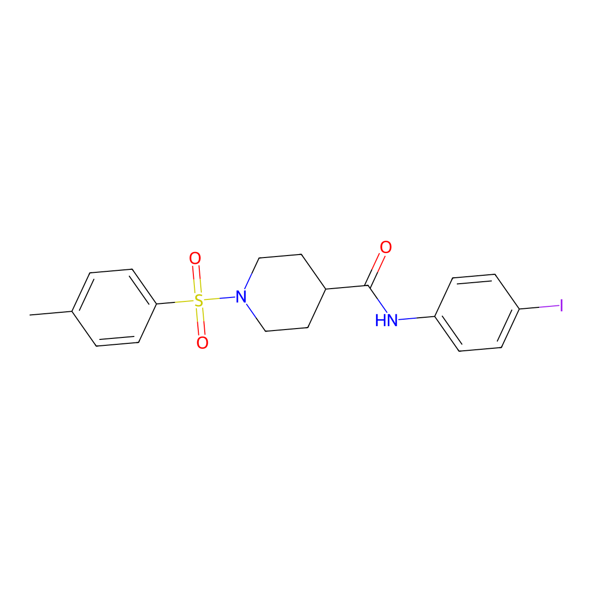 N-(4-iodophenyl)-1-(4-methylphenyl)sulfonylpiperidine-4-carboxamide molecular structure, CAS 305851-67-6