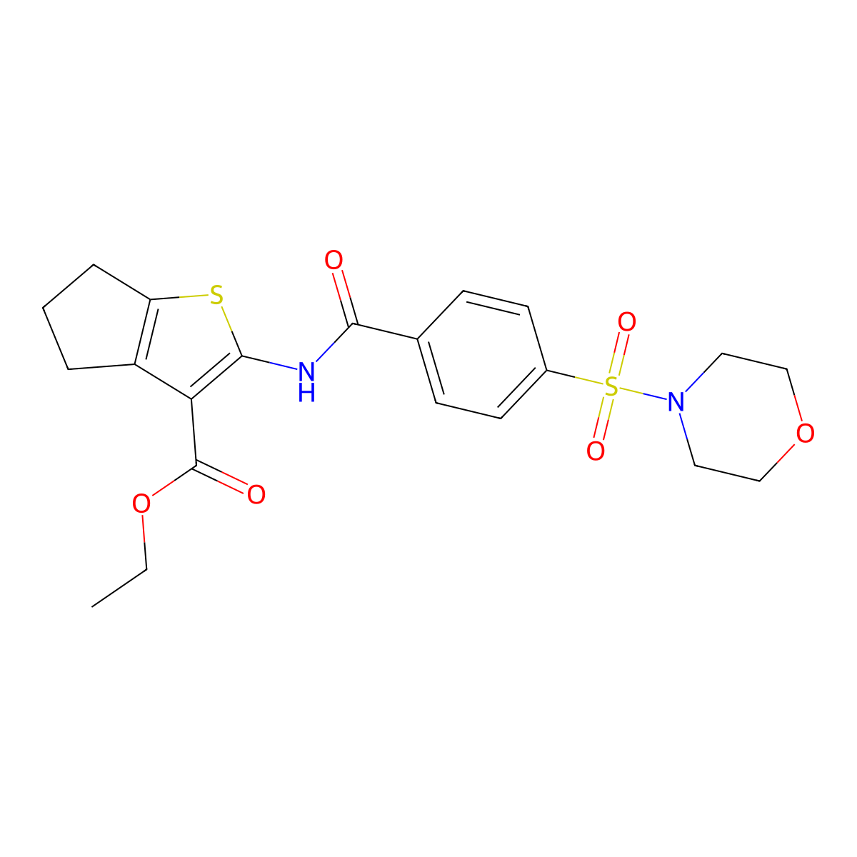ethyl 2-(4-(morpholinosulfonyl)benzamido)-5,6-dihydro-4H-cyclopenta[b]thiophene-3-carboxylate molecular structure, CAS 305851-71-2