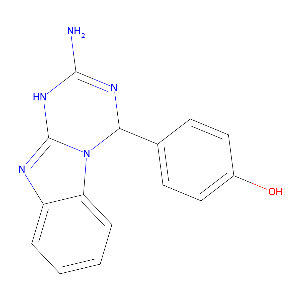 4-(2-Amino-1,4-dihydro[1,3,5]triazino[1,2-a]benzimidazol-4-yl)phenol molecular structure, CAS 305851-79-0
