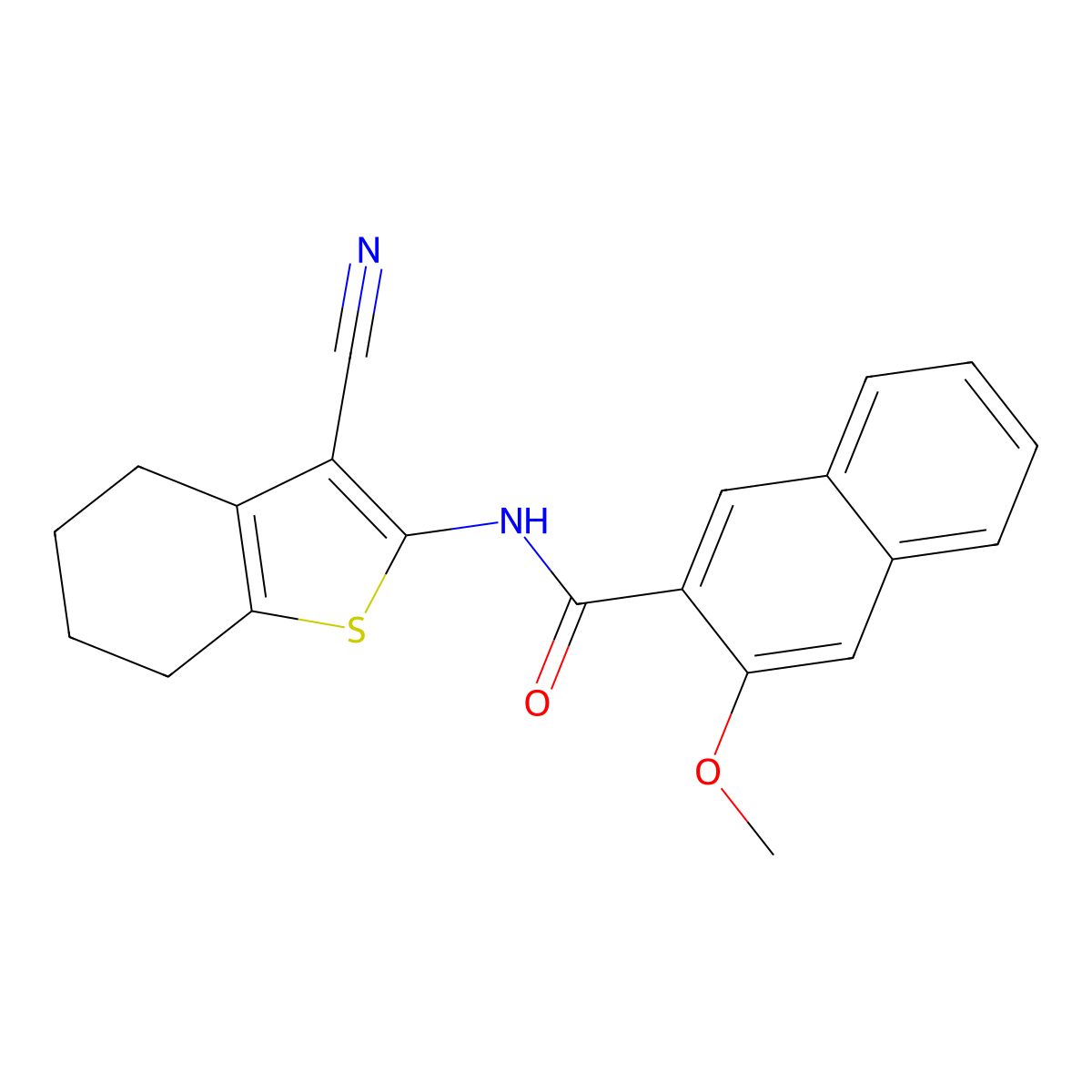 N-(3-cyano-4,5,6,7-tetrahydro-1-benzothiophen-2-yl)-3-methoxynaphthalene-2-carboxamide molecular structure, CAS 305852-23-7