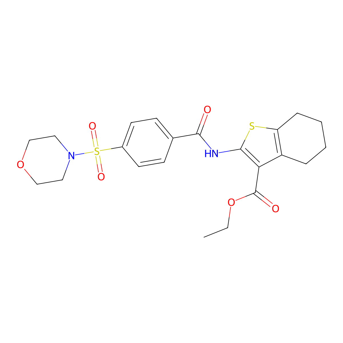 Ethyl 2-(4-(morpholinosulfonyl)benzamido)-4,5,6,7-tetrahydrobenzo[b]thiophene-3-carboxylate molecular structure, CAS 305852-26-0
