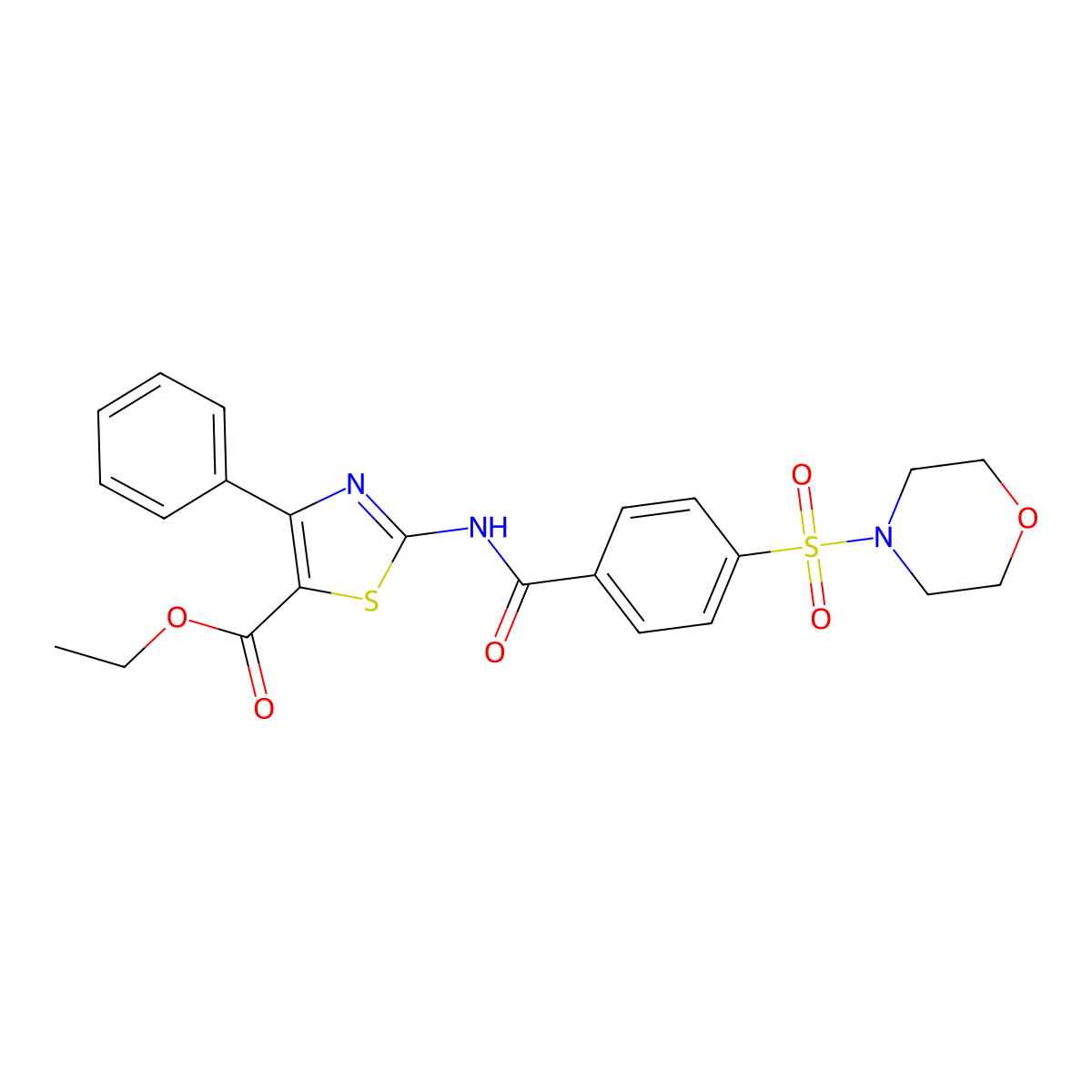 Ethyl 2-(4-(morpholinosulfonyl)benzamido)-4-phenylthiazole-5-carboxylate molecular structure, CAS 305852-29-3