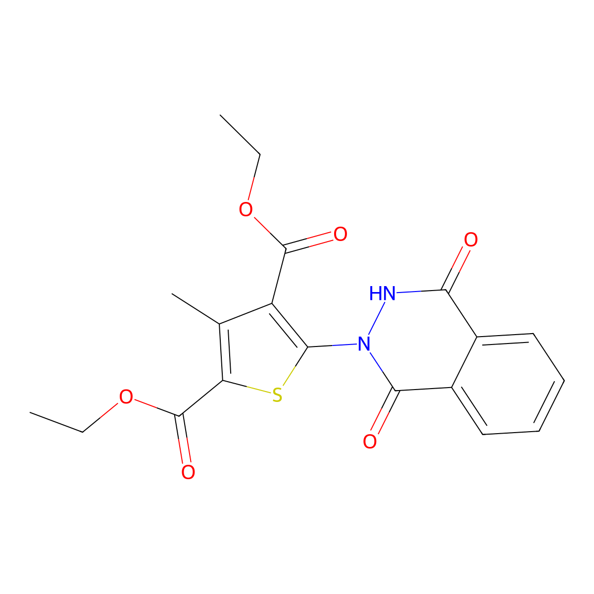 diethyl 5-(1,4-dioxo-3,4-dihydrophthalazin-2(1H)-yl)-3-methylthiophene-2,4-dicarboxylate molecular structure, CAS 305852-61-3