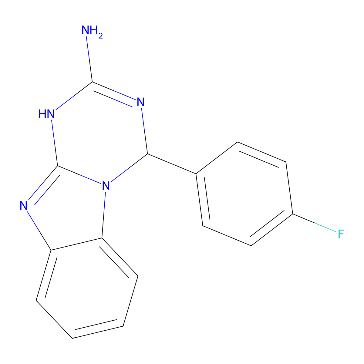 4-(4-Fluorophenyl)-1,4-dihydro[1,3,5]triazino[1,2-a]benzimidazol-2-amine molecular structure, CAS 305852-99-7