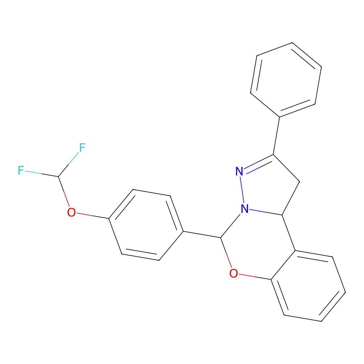 Difluoromethyl 4-(2-phenyl-1,10b-dihydropyrazolo[1,5-c][1,3]benzoxazin-5-yl)phenyl ether molecular structure, CAS 305853-09-2
