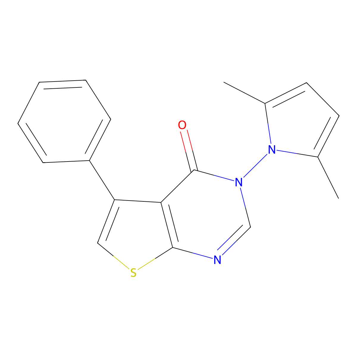 3-(2,5-dimethyl-1H-pyrrol-1-yl)-5-phenylthieno[2,3-d]pyrimidin-4(3H)-one molecular structure, CAS 305853-15-0
