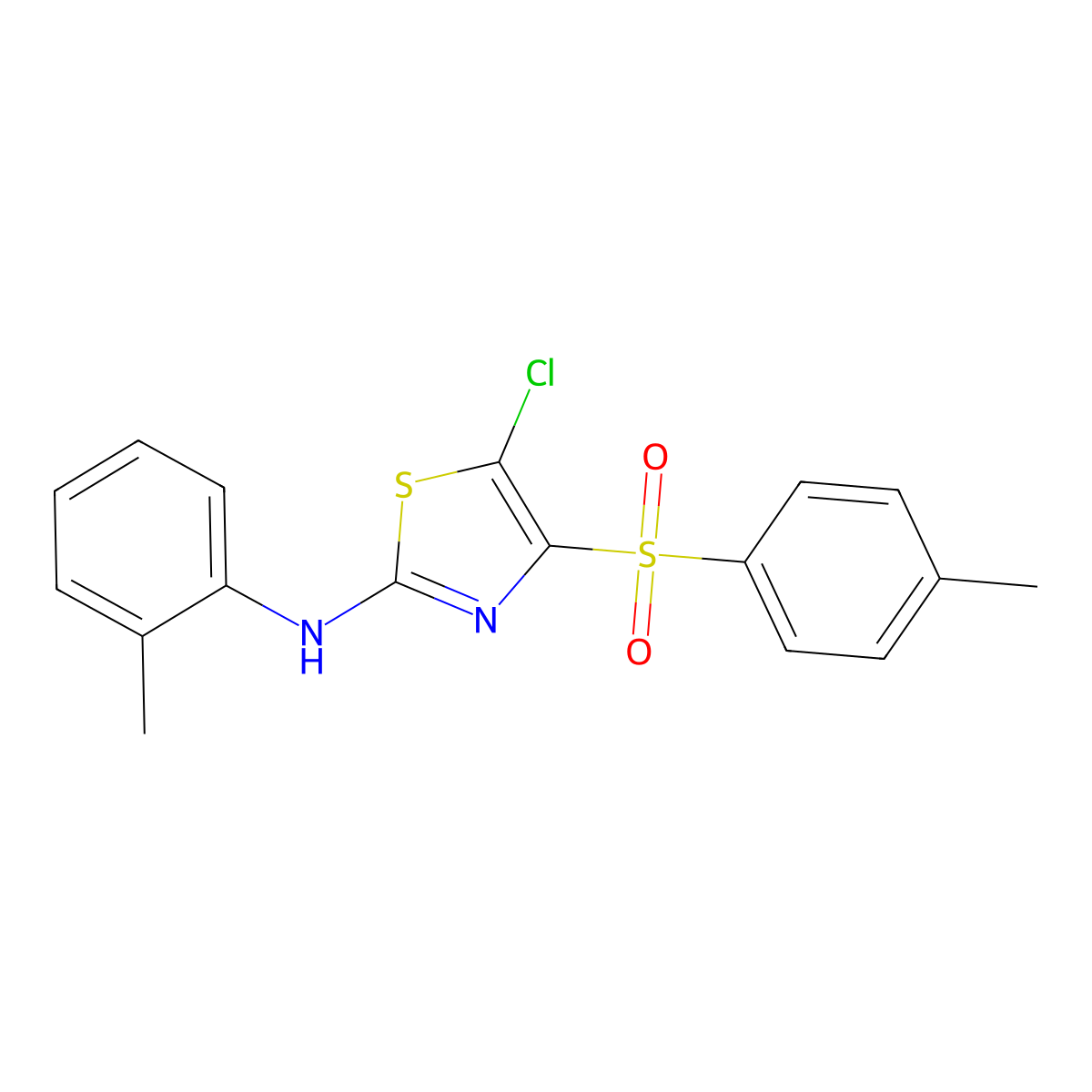 5-chloro-4-(4-methylbenzenesulfonyl)-N-(2-methylphenyl)-1,3-thiazol-2-amine molecular structure, CAS 305853-73-0