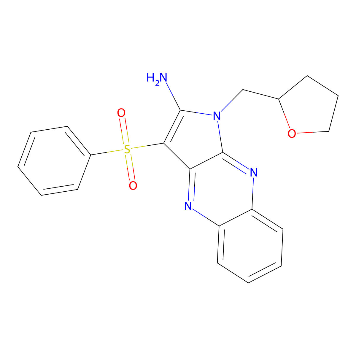 3-(benzenesulfonyl)-1-[(oxolan-2-yl)methyl]-1H-pyrrolo[2,3-b]quinoxalin-2-amine molecular structure, CAS 305854-50-6