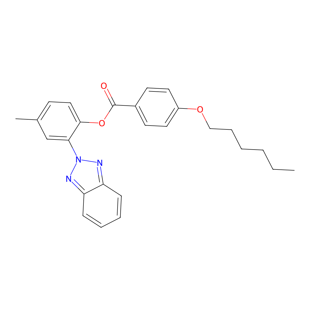 2-(2H-1,2,3-benzotriazol-2-yl)-4-methylphenyl 4-(hexyloxy)benzoate molecular structure, CAS 305858-15-5