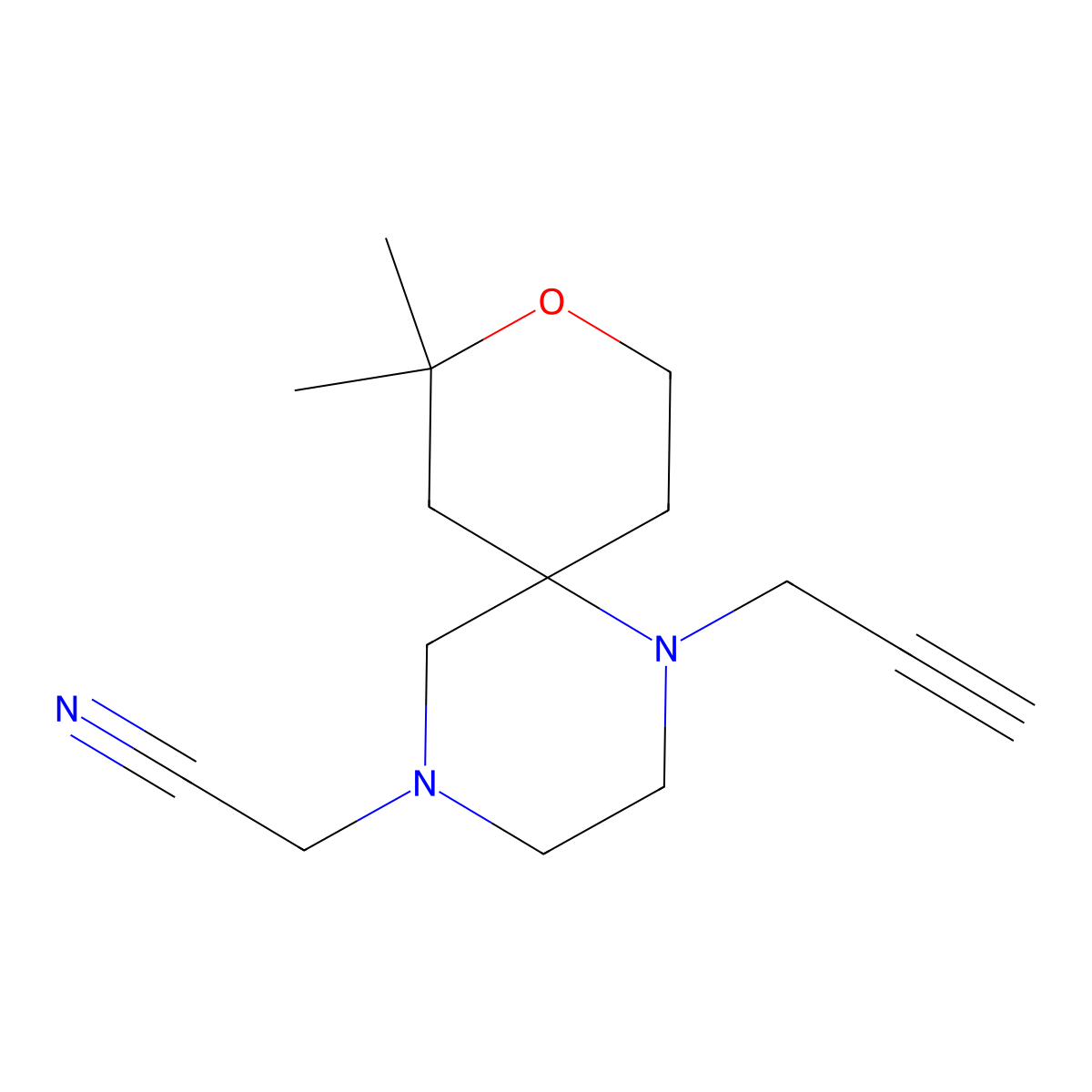 [8,8-Dimethyl-1-(prop-2-yn-1-yl)-9-oxa-1,4-diazaspiro[5.5]undec-4-yl]acetonitrile molecular structure, CAS 305858-71-3