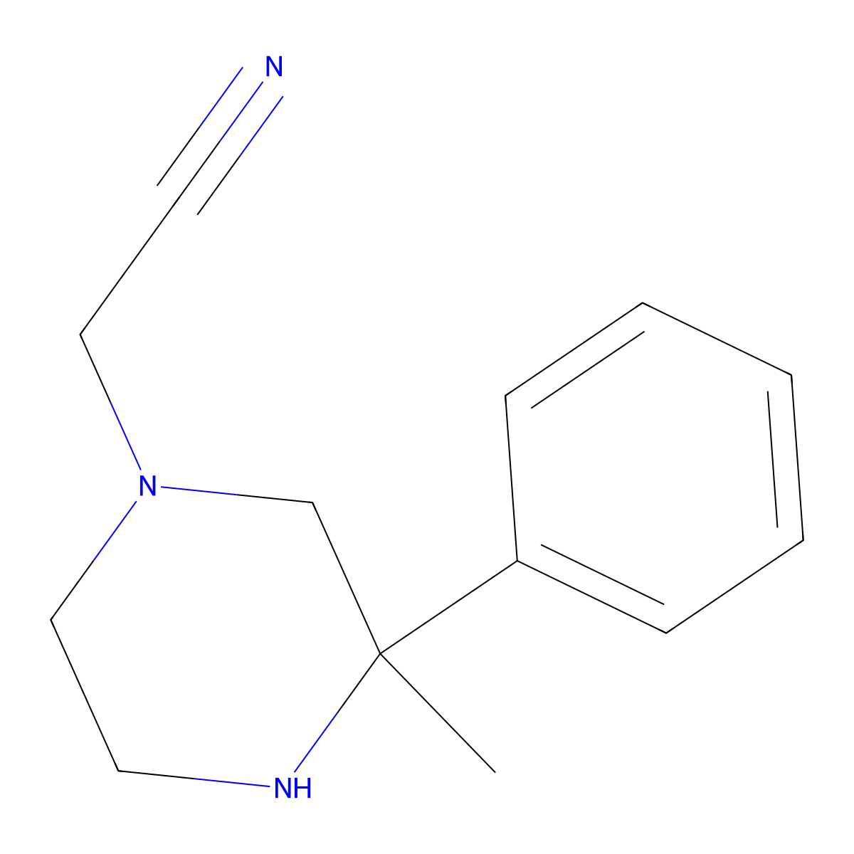 2-(3-Methyl-3-phenylpiperazin-1-yl)acetonitrile molecular structure, CAS 305858-72-4