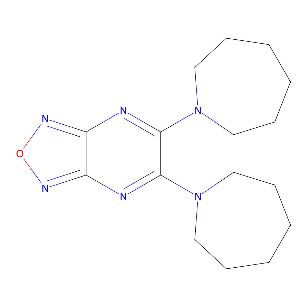 5,6-Di(1-azepanyl)[1,2,5]oxadiazolo[3,4-b]pyrazine molecular structure, CAS 305858-77-9