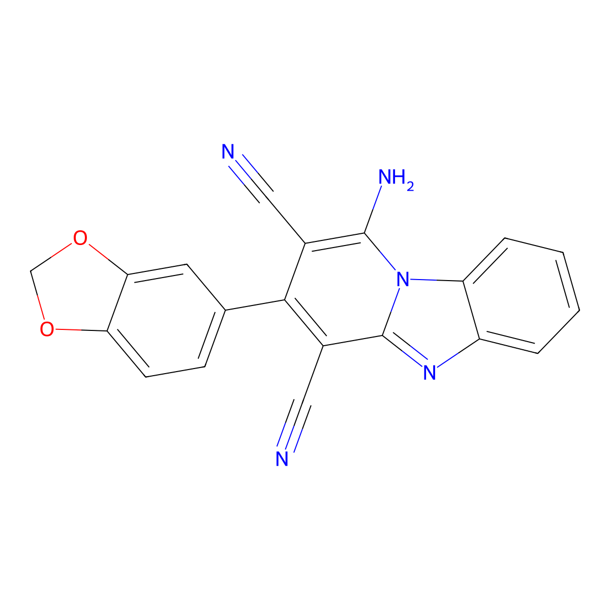 1-Amino-3-(1,3-benzodioxol-5-yl)pyrido[1,2-a]benzimidazole-2,4-dicarbonitrile molecular structure, CAS 305859-05-6