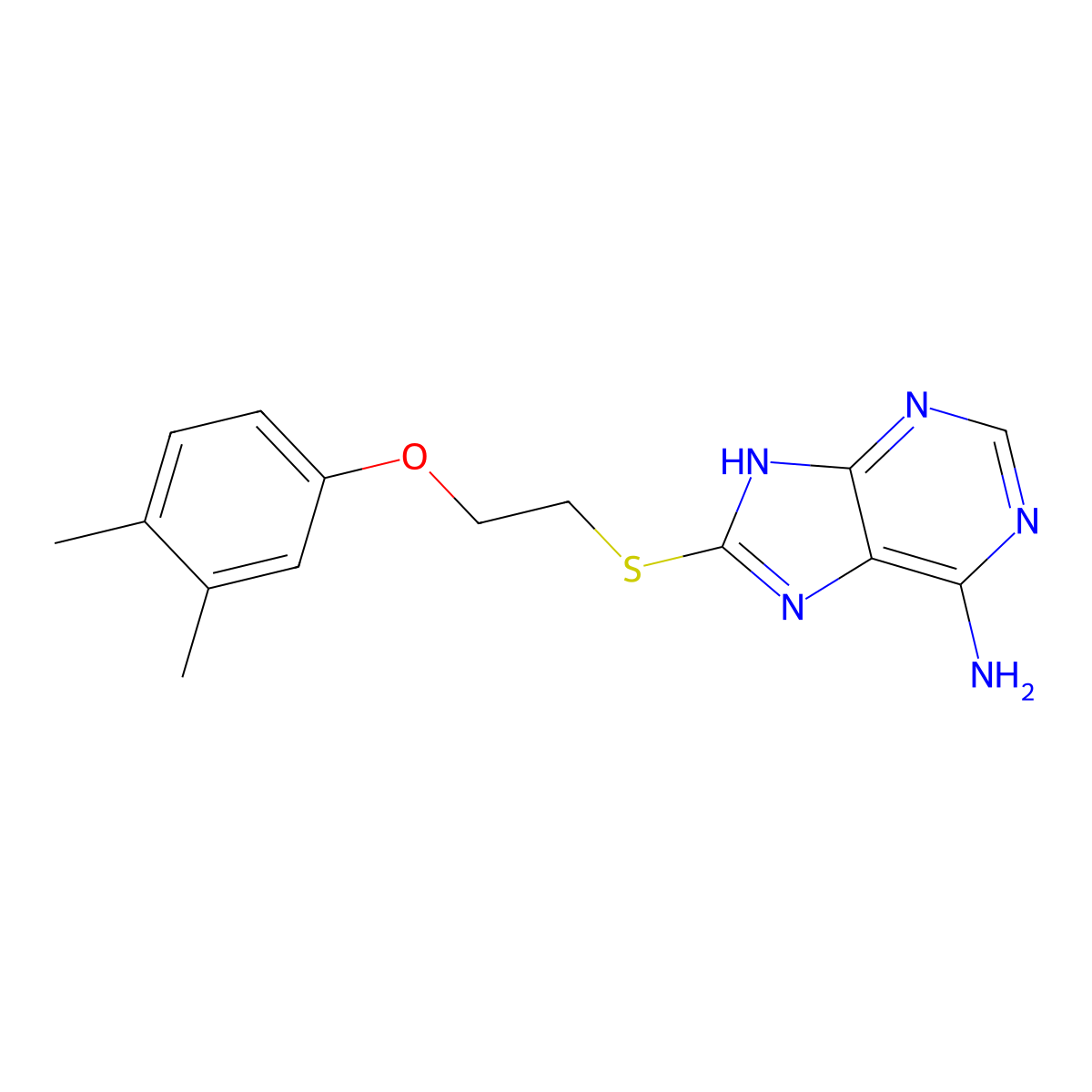 8-[2-(3,4-dimethylphenoxy)ethylsulfanyl]-7H-purin-6-amine molecular structure, CAS 305859-15-8