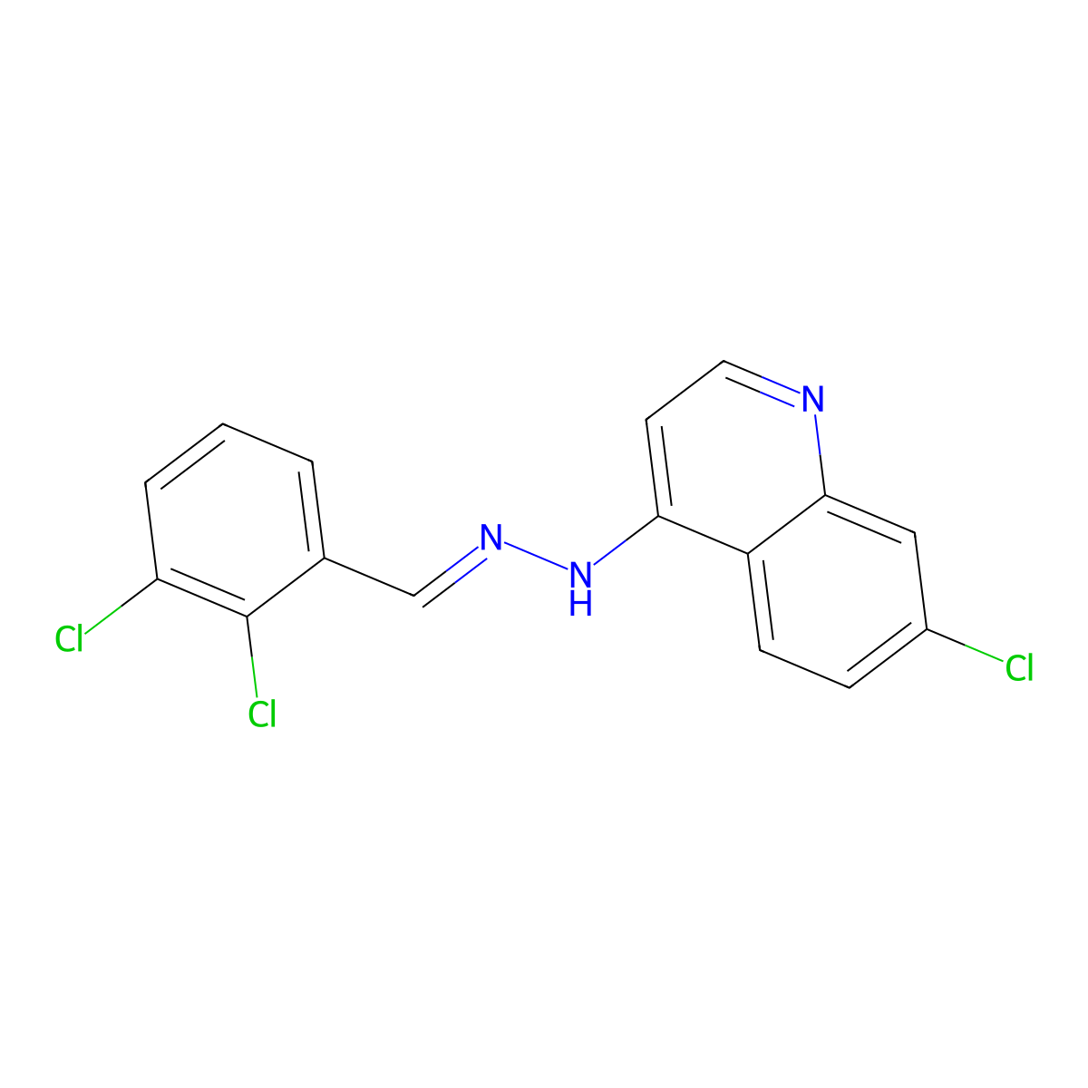 7-chloro-N-[(E)-(2,3-dichlorophenyl)methylideneamino]quinolin-4-amine molecular structure, CAS 305859-24-9