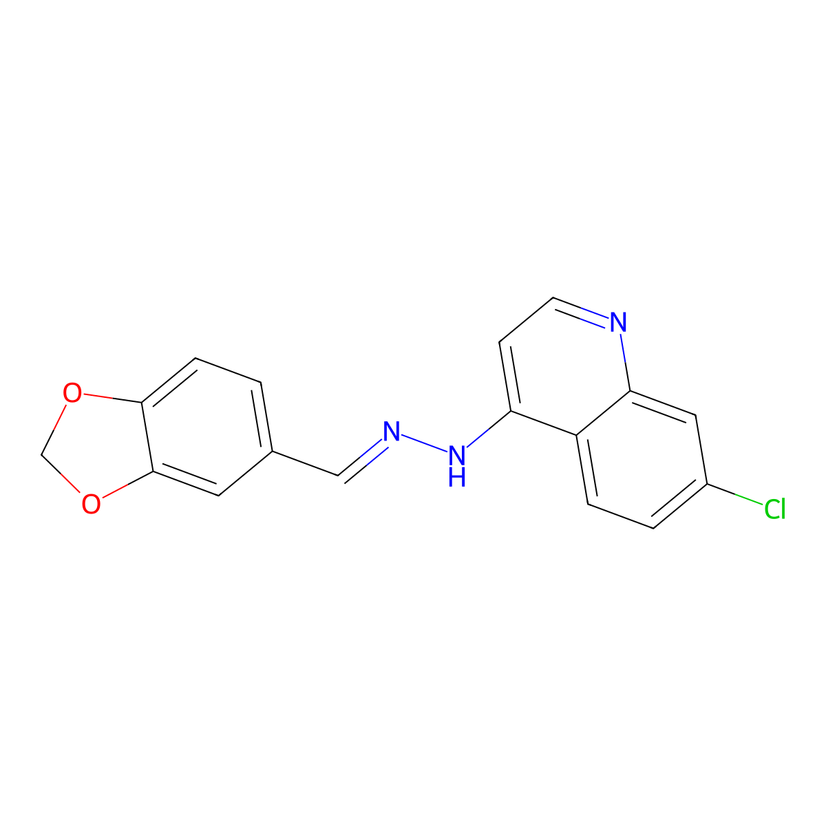 4-[2-(2H-1,3-Benzodioxol-5-ylmethylidene)hydrazin-1-yl]-7-chloroquinoline molecular structure, CAS 305859-30-7