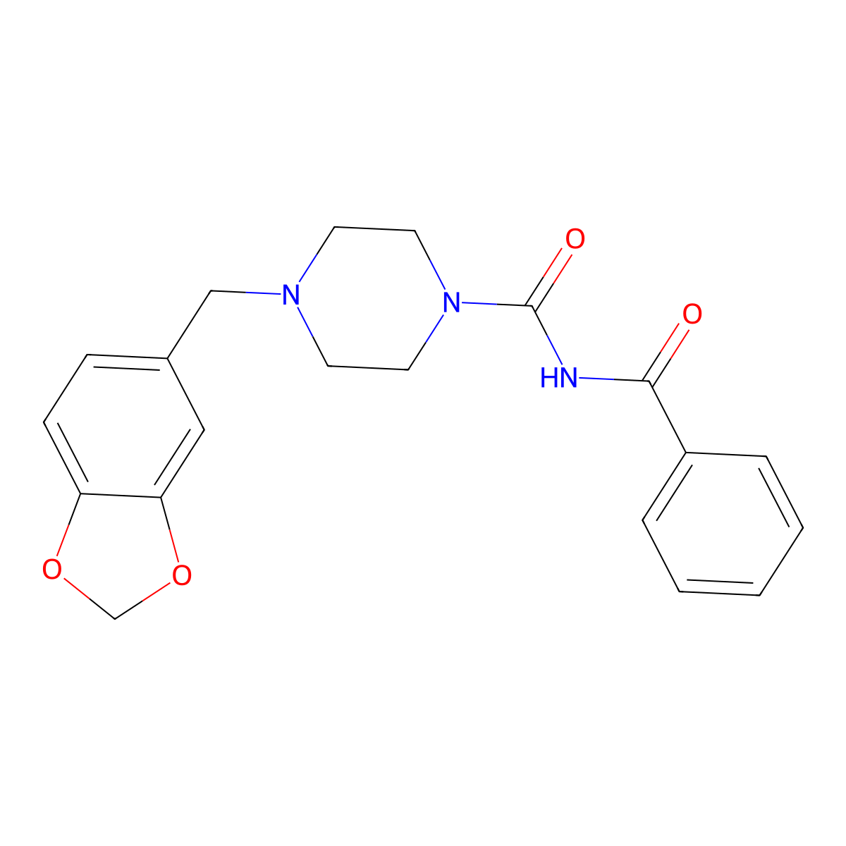 N-[4-(2H-1,3-Benzodioxol-5-ylmethyl)piperazine-1-carbonyl]benzamide molecular structure, CAS 305859-41-0