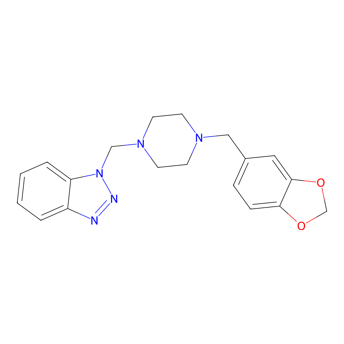 1-[[4-(1,3-Benzodioxol-5-ylmethyl)piperazin-1-yl]methyl]benzotriazole molecular structure, CAS 305859-45-4