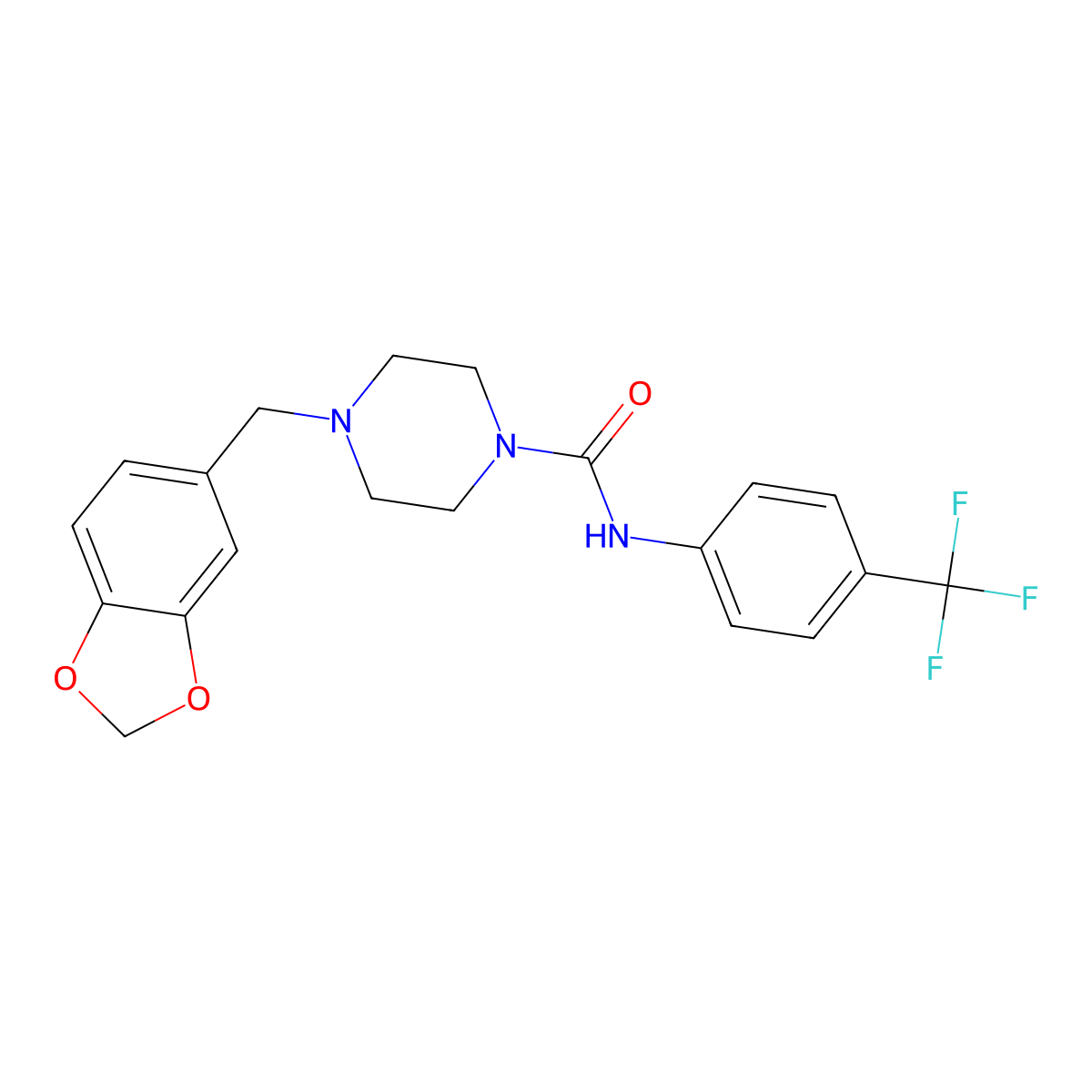 4-(2H-1,3-benzodioxol-5-ylmethyl)-N-[4-(trifluoromethyl)phenyl]piperazine-1-carboxamide molecular structure, CAS 305859-47-6