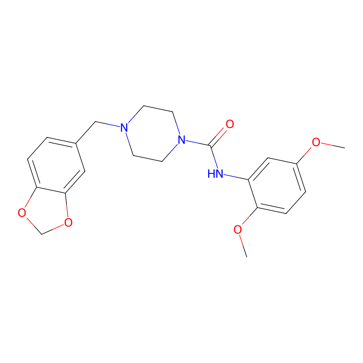 4-(2H-1,3-Benzodioxol-5-ylmethyl)-N-(2,5-dimethoxyphenyl)piperazine-1-carboxamide molecular structure, CAS 305859-49-8