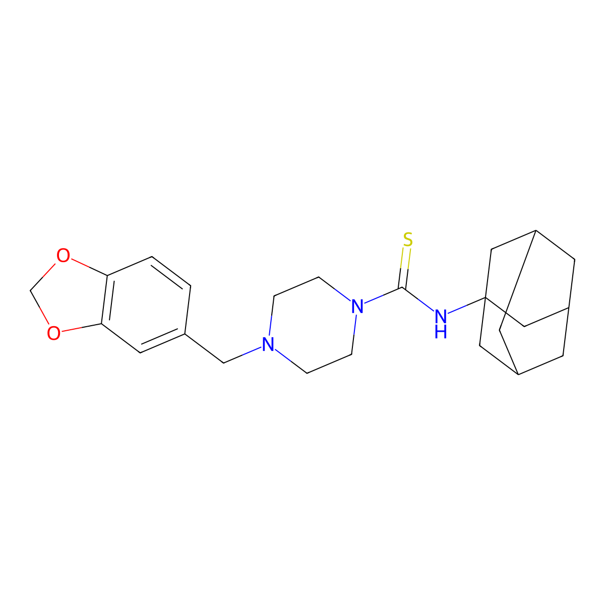 N-(Adamantan-1-yl)-4-(2H-1,3-benzodioxol-5-ylmethyl)piperazine-1-carbothioamide molecular structure, CAS 305859-51-2
