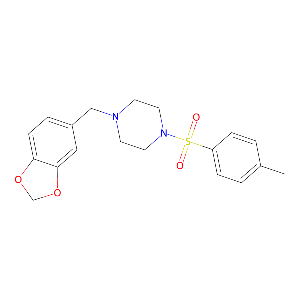 1-Benzo[1,3]dioxol-5-ylmethyl-4-(toluene-4-sulfonyl)-piperazine molecular structure, CAS 305859-64-7