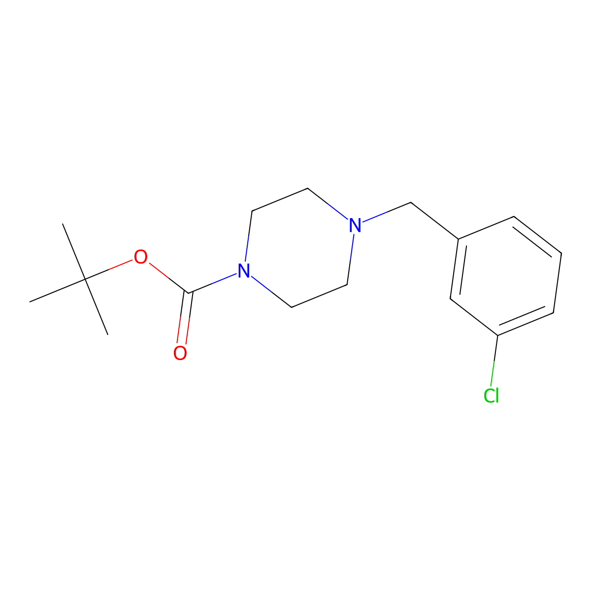 Tert-butyl 4-[(3-chlorophenyl)methyl]piperazine-1-carboxylate molecular structure, CAS 305860-09-7