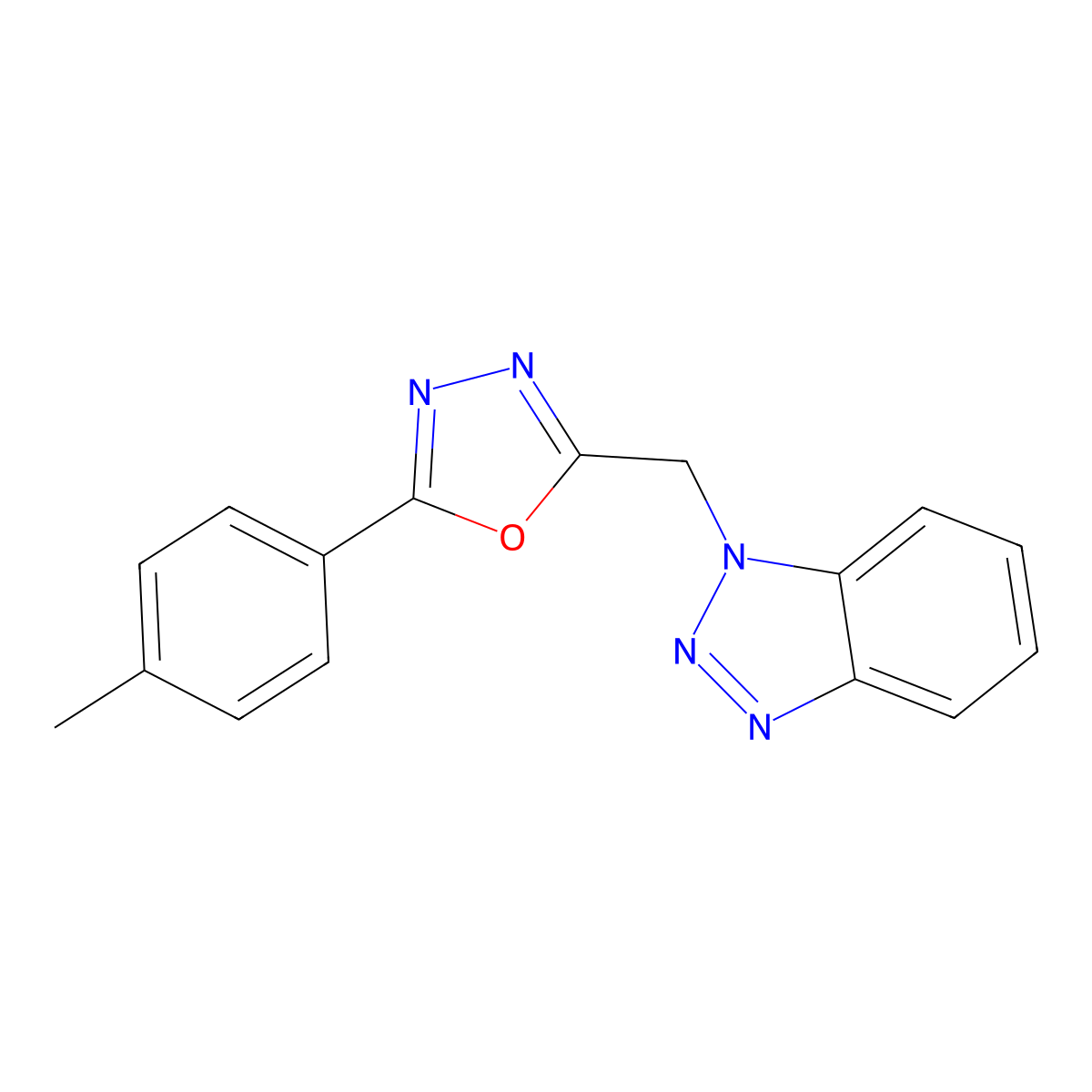 1-{[5-(4-Methylphenyl)-1,3,4-oxadiazol-2-yl]methyl}-1H-1,2,3-benzotriazole molecular structure, CAS 305860-96-2