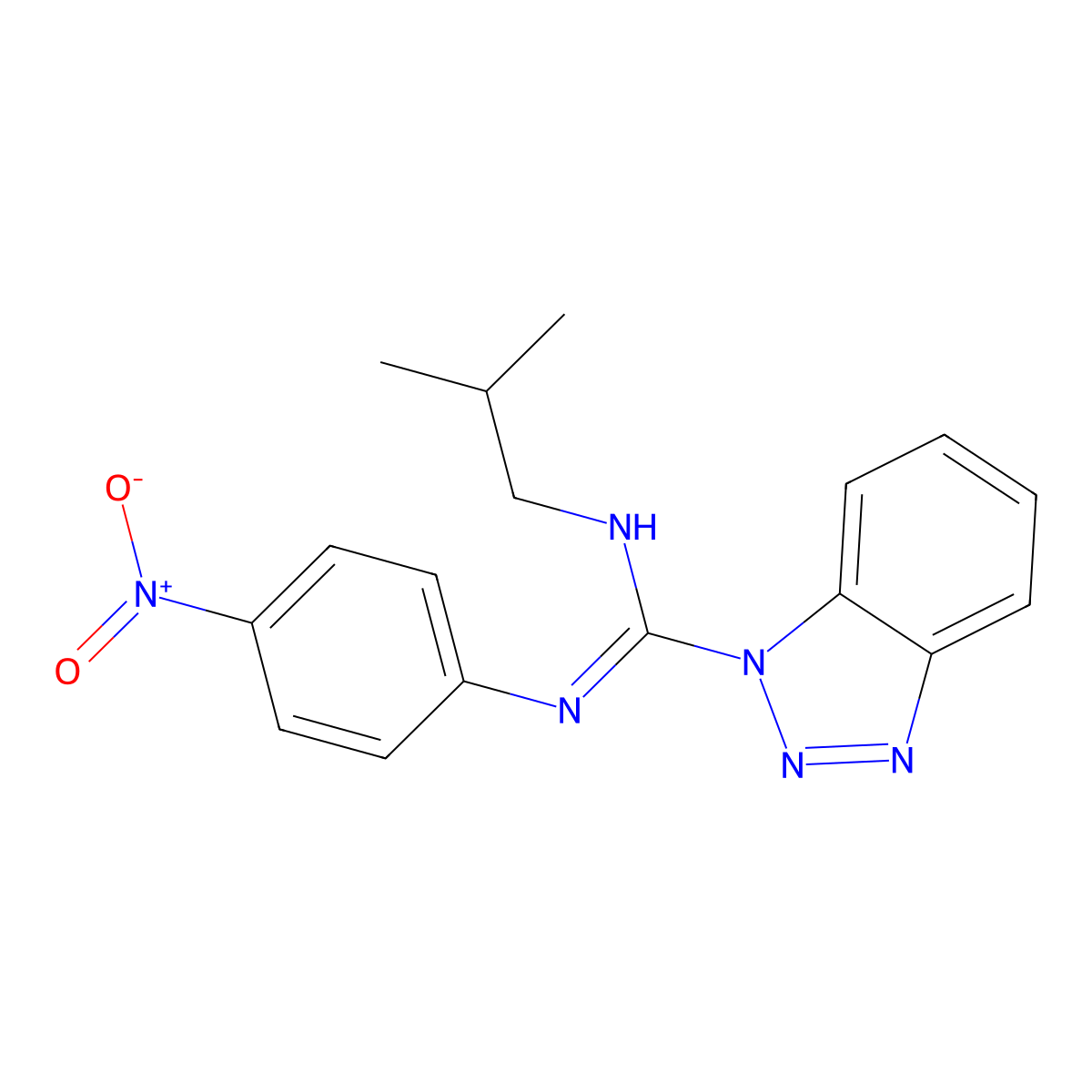 N'-(2-methylpropyl)-N-(4-nitrophenyl)benzotriazole-1-carboximidamide molecular structure, CAS 305862-29-7