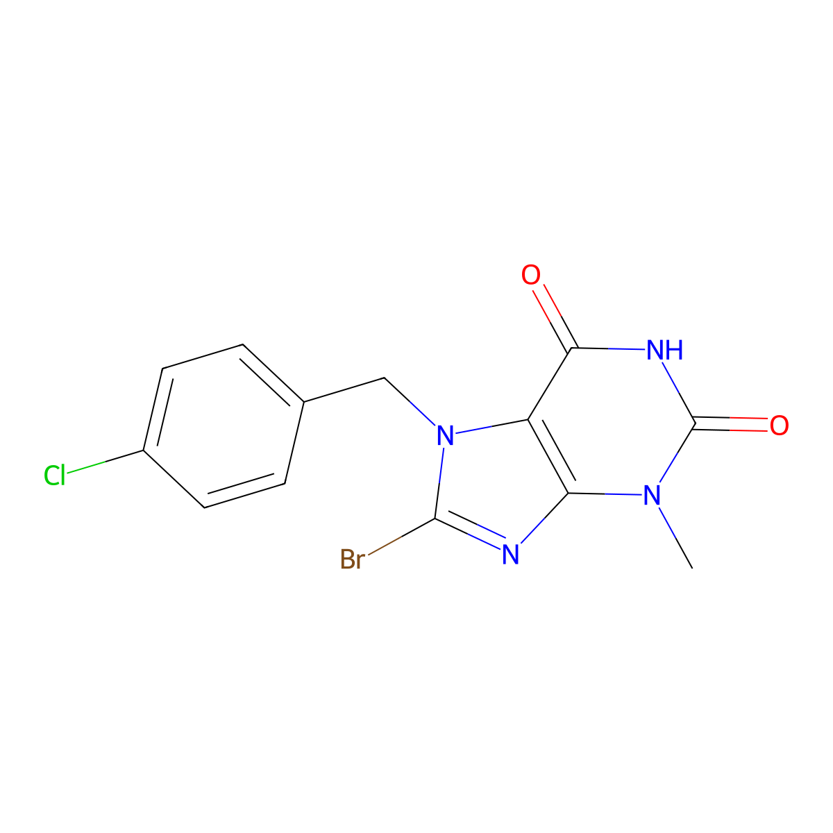 8-bromo-7-(4-chlorobenzyl)-3-methyl-3,7-dihydro-1H-purine-2,6-dione molecular structure, CAS 305862-71-9