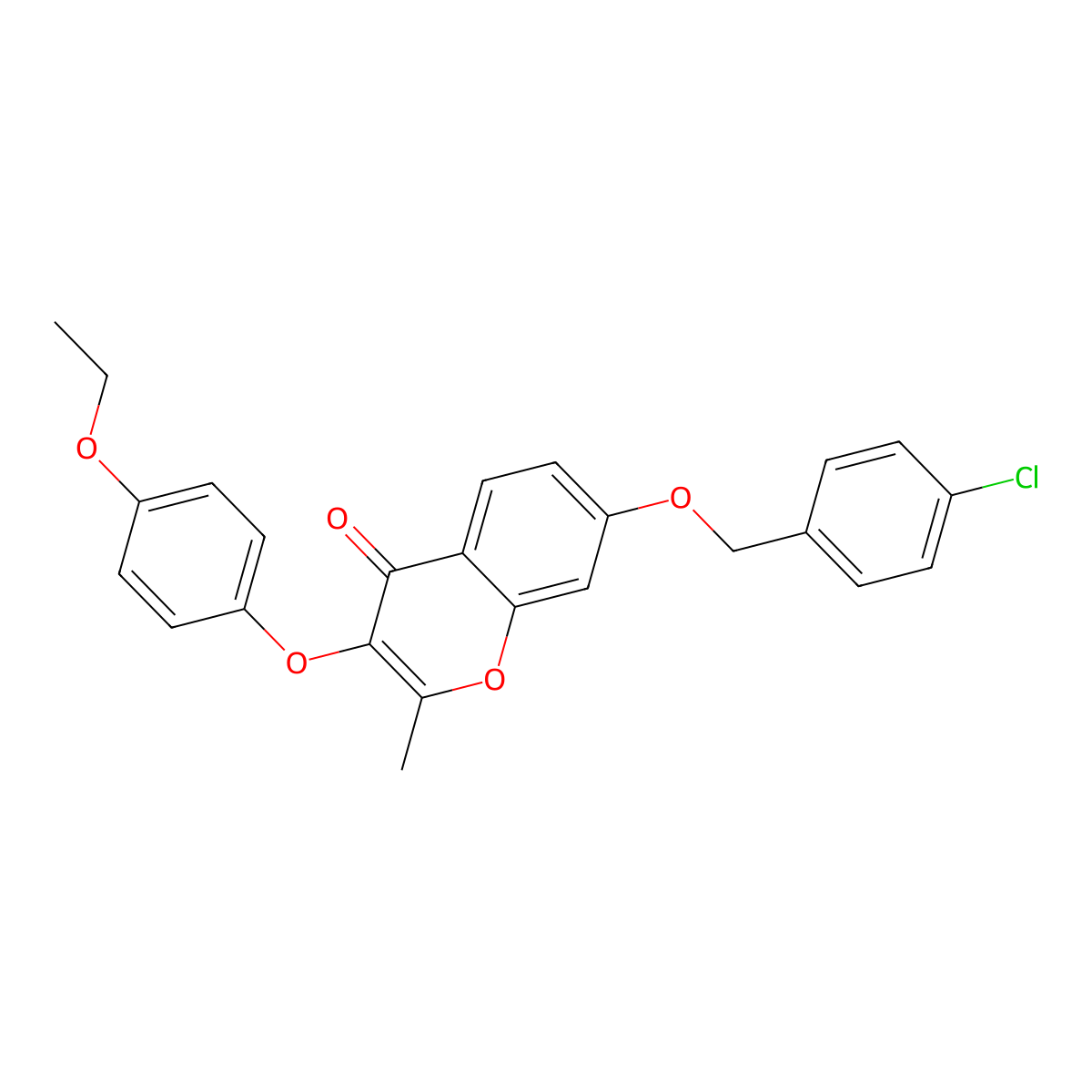 7-[(4-chlorobenzyl)oxy]-3-(4-ethoxyphenoxy)-2-methyl-4H-chromen-4-one molecular structure, CAS 305862-83-3