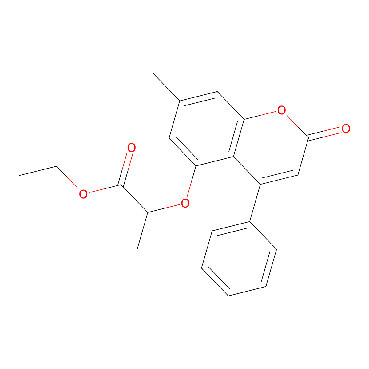 ethyl 2-[(7-methyl-2-oxo-4-phenyl-2H-chromen-5-yl)oxy]propanoate molecular structure, CAS 305863-04-1