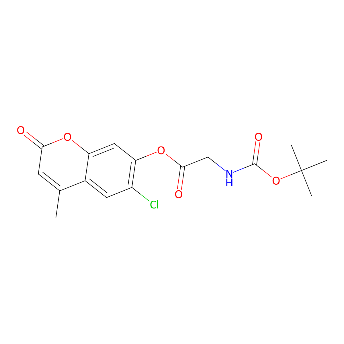 6-chloro-4-methyl-2-oxo-2H-chromen-7-yl N-(tert-butoxycarbonyl)glycinate molecular structure, CAS 305863-16-5
