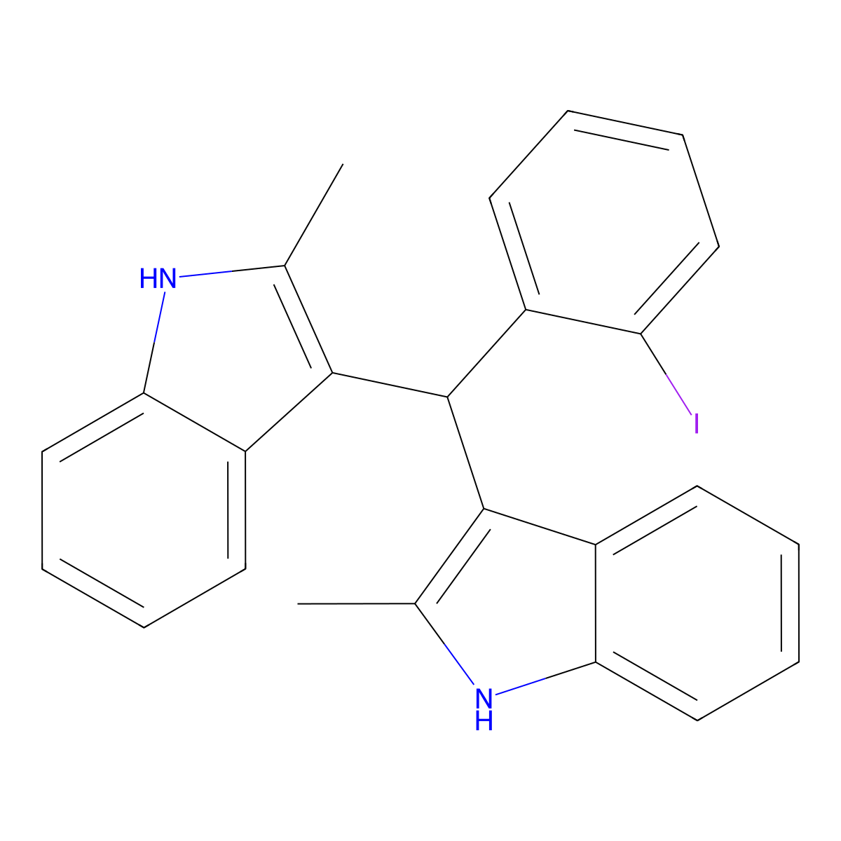 3-[(2-iodophenyl)-(2-methyl-1H-indol-3-yl)methyl]-2-methyl-1H-indole molecular structure, CAS 305863-23-4